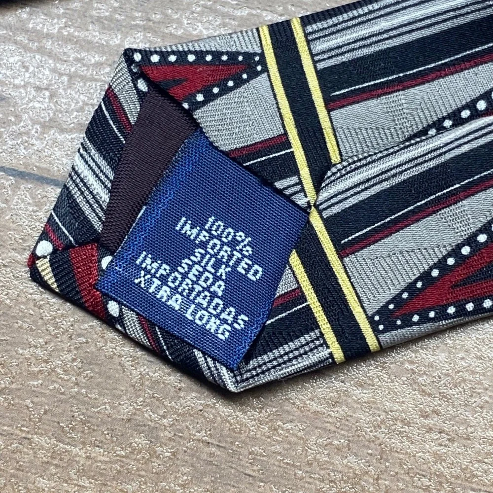 Peter Thomas by Superba Silk Tie Mens Geometric Abstract Red Black Xtra Long 64